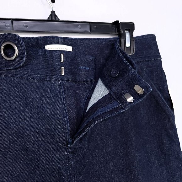 Anthropologie Jeans Women 8 The Essential Crop Flare Blue Denim Dark Zip Pockets - Picture 4 of 13